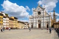 The Basilica of Santa Croce and people at the nearby square in Florence