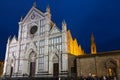 Basilica Santa Croce on piazza in night Royalty Free Stock Photo