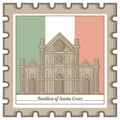 basilica of santa croce postal stamp. Vector illustration decorative design