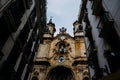 Basilica of Santa Maria del Coro in San Sebastian, Donostia, in a cloudy day, Spain Royalty Free Stock Photo