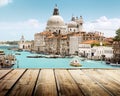 Basilica Santa Maria della Salute, Venice and wooden surf Royalty Free Stock Photo