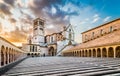 Basilica of St. Francis of Assisi at sunset, Assisi, Umbria, Italy Royalty Free Stock Photo