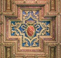 SPQR shield in the ceiling of the Basilica of Santa Maria in Ara Coeli, in Rome, Italy.