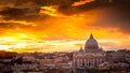 Basilica of St. Peter at sunset with the Vatican in the background in Rome, Italy Royalty Free Stock Photo