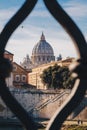 Basilica St. Peter in Vatican as seen from Sant Angelo Bridge i Royalty Free Stock Photo