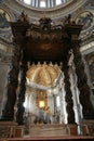 Basilica of St. Peter in the Vatican, Rome, wooden canopy in details Royalty Free Stock Photo