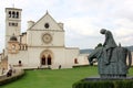 Basilica superiore and statue of Francesco, Assisi