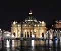 Basilica Vatican night rain lights rome Royalty Free Stock Photo