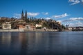 Basilica on Vysehrad hill is dominant of the Prague skyline.