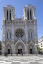 The Notre-Dame church, built in 1864, is the largest church in Nice. Basilica Notre-Dame, Nice, Cote d`Azur, France Royalty Free Stock Photo