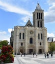 Basilique Royale de Saint-Denis or Basilica of Saint Denis, west facade. Paris, France. Royalty Free Stock Photo