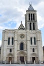 Basilique Royale de Saint-Denis or Basilica of Saint Denis, west facade. Paris, France. Royalty Free Stock Photo
