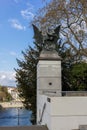 Basilisk bronze figure on the Wettstein bridge in the city of Basel, Switzerland