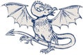 Basilisk Crowing Etching Royalty Free Stock Photo