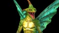 Basilisk Monster Lizard Idle Alpha Matte Front 3D Rendering Animation