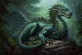 Basilisk mythical dragon serpent. Generate ai