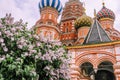 Basilius Cathedral with purple lilac Royalty Free Stock Photo