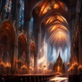 Basillica or cathedral interior illustration Royalty Free Stock Photo