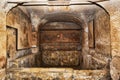 The basin of the frigidarium inside the Seven Wise Men`s spas in Ancient Ostia - Rome