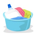 Basin full of laundry and detergents Royalty Free Stock Photo