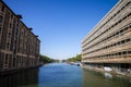 Basin of La Villette view from banks, Paris, France