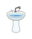 Basin with Taps and Water Vector Illustration Royalty Free Stock Photo