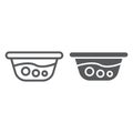 Basin with water line and glyph icon, laundry and wash, washbowl sign, vector graphics, a linear pattern on a white