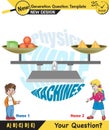 Physics, equal arm scales, next generation question template Royalty Free Stock Photo