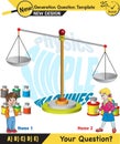 Physics, equal arm scales, next generation question template Royalty Free Stock Photo