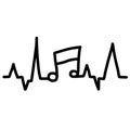 Heartbeat pulse line music with notes and clef Royalty Free Stock Photo