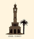 Turkey, izmir, konak. Clock Tower, landmark Turkey of Izmir city, travel icon, Royalty Free Stock Photo