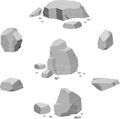 Set of Rock Stones in Grey Tones