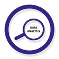 data analysis with magnifier glass on white