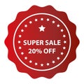 super sale 20 percent off stamp on white