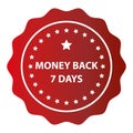 money back 7 days stamp on white