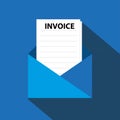 invoice with envelope on blue Royalty Free Stock Photo