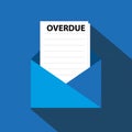 overdue with envelope on blue Royalty Free Stock Photo