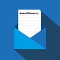 award winner is with envelope on blue Royalty Free Stock Photo