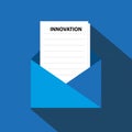 innovation in envelope on blue