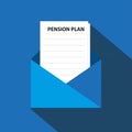 pension plan in envelope on blue