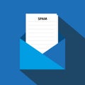 spam in envelope on blue