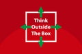 think outside the box on red Royalty Free Stock Photo