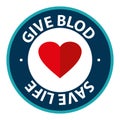 give blood save life stamp on white