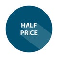 half price badge on white