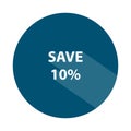 save percent 10 badge on white