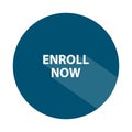 enroll now badge on white