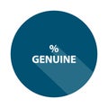 percent genuine badge on white