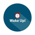 wake up badge on white