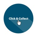 click and collect badge on white