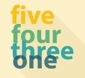 five four three one on yellow Royalty Free Stock Photo